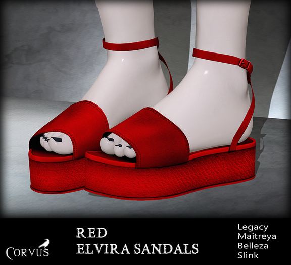Corvus : Red Elvira Sandals