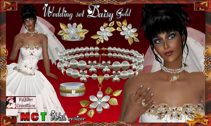 Wedding set - Daisy White /Gold (Promo for 5 days 299 linden real price 480)