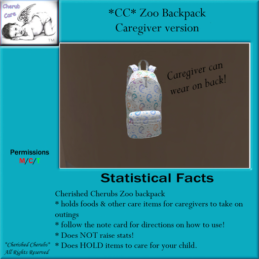 *CC* Zoo Backpack{Caregiver} (Boxed)