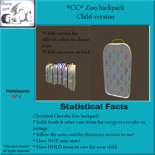 *CC* Zoo Backpack{Child} *Blue* (Boxed)