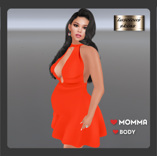 VIBRANT ORANGE HALTER NECK DRESS LOVEMOMMA/BODY