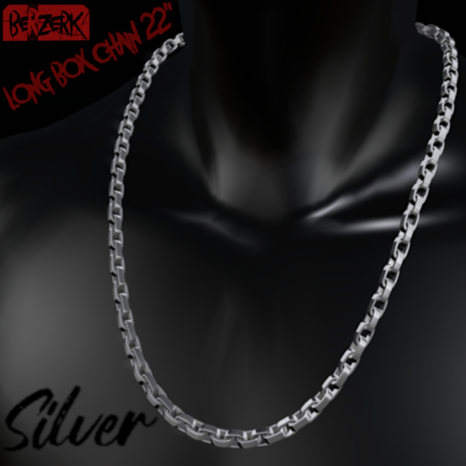 -BERZERK- Long Box Chain 22" Silver