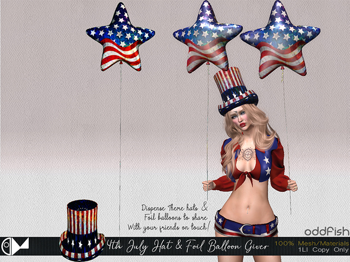 ODd 4th July Hat & Foil Balloon Givers