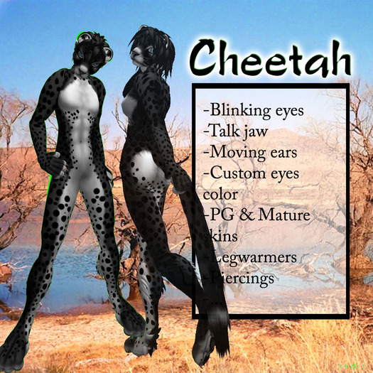 Sculpted Furry Cheetah - black white