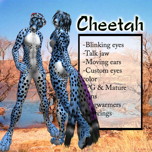 Sculpted Furry Cheetah - light blue