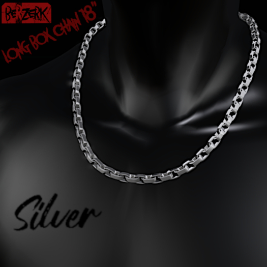 -BERZERK- Long Box Chain 18" Silver