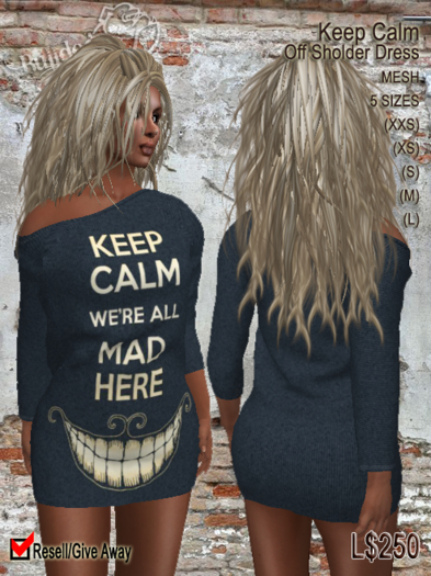 Keep Calm Off Shoulder Dress / ~Bulldogs~