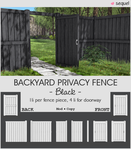 Sequel - Backyard Privacy Fence - Black