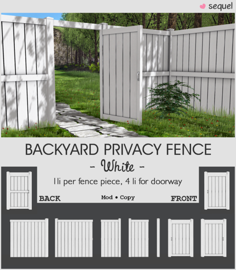 Sequel - Backyard Privacy Fence - White