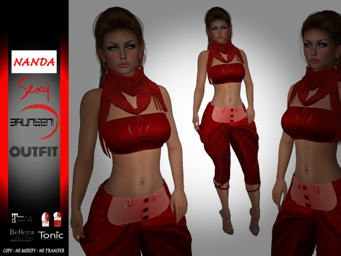 Brunsen Couture - Nanda Punk Outfit Latex Red