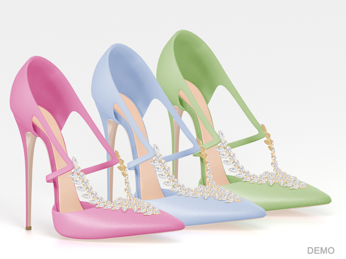 Salvadori - Demo 'Samantha' Crystal Satin Pumps