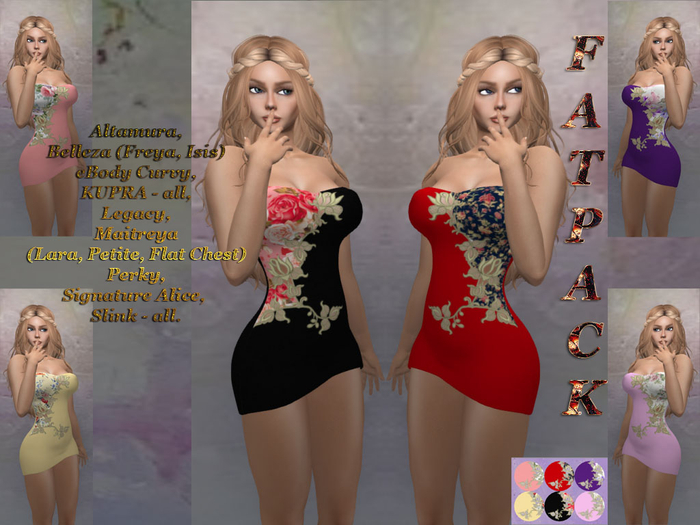 &ML& Fatpack Dress "Royal Roses" with HUD (FP6) ALLBODIES