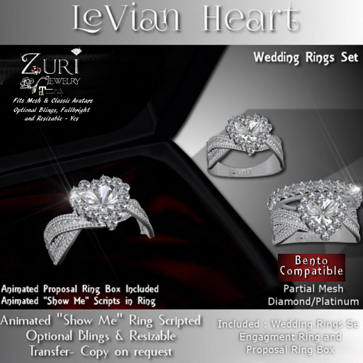 COPY Zuri's LeVian Heart Wedding Rings Set-Dia/Plat-Bento