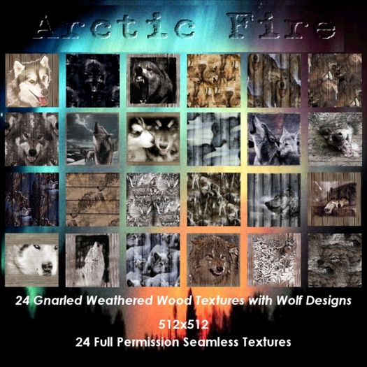 24 Gnarled Weathered Seamless Wood Wolf Design Textures Boxed