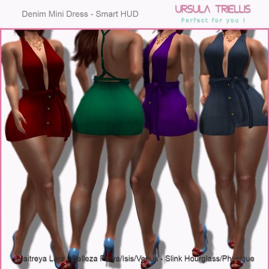 6402 Mesh Denim Mini Dress - [Megapack]