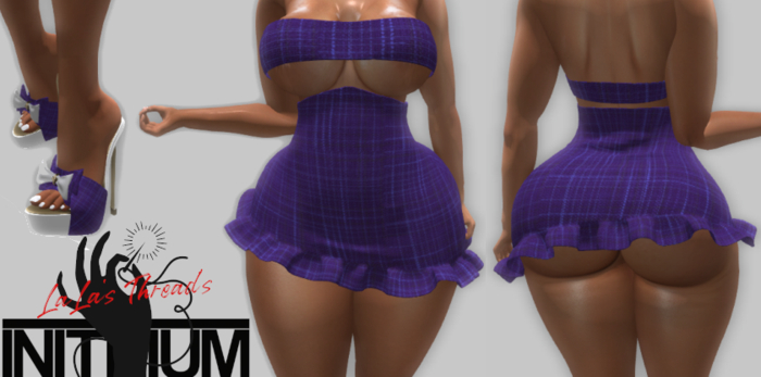 Lala's threads Blue Pladd dress and heels