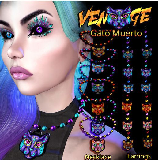 12. VENGE - Gacha -  Gato Muerto Necklace -  Fire Web