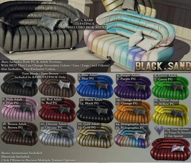 1.Black . Sand Jelly Sofa ::FATPACK:: RARE