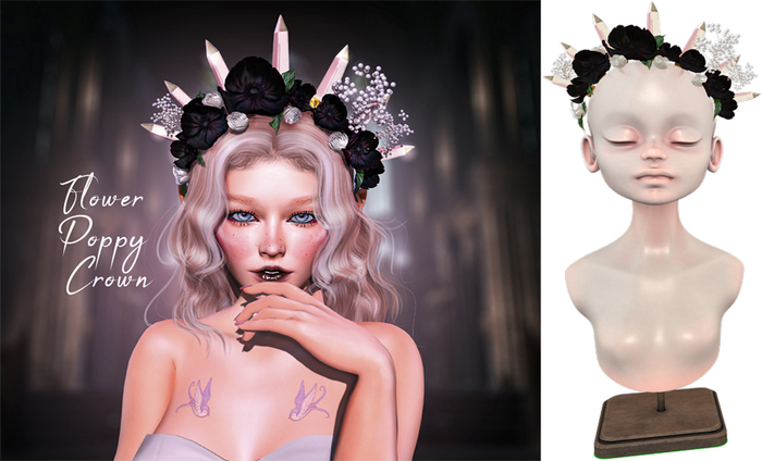 UNA. Flower Poppy Crown Black