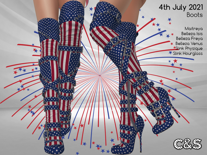 C&S 4th July 2021 Boots for Maitreya Lara, Slink High (P, H) and Belleza (V, I, F)