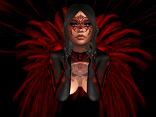 Ball Gown Fetish Style Outfit+Skirt+Mask+3 Tattoos Red BOM