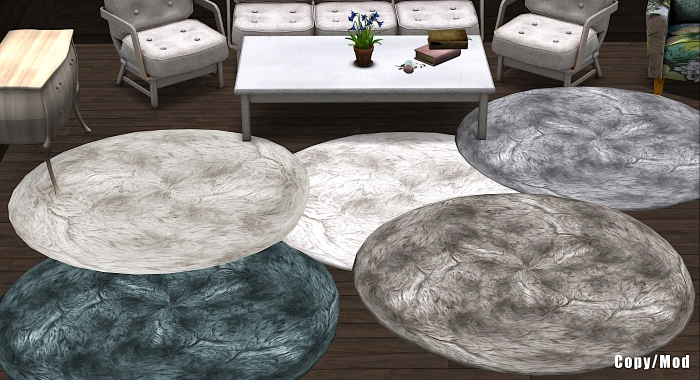 :KOYUKI: Round Fur Rug (Sculpt Prim) 11 textures