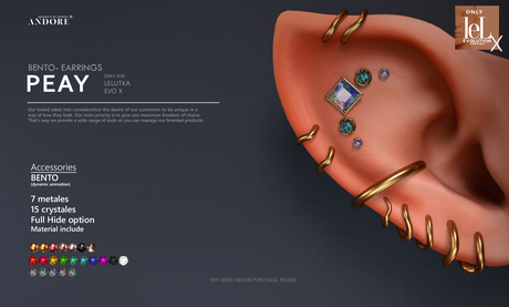 Second Life Marketplace - :ANDORE: - :ear-acc: - Peay [LeLutka Evo X]