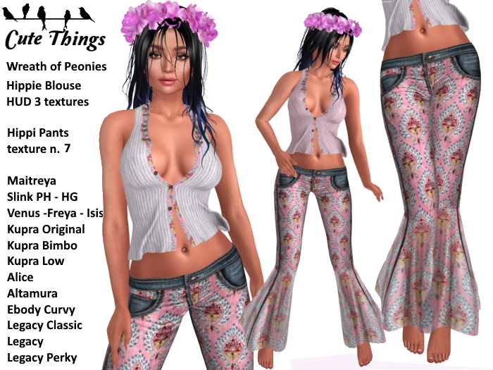 [CT] 7 Hippie Outift Pants + Blouse - ALL colors/texture DEMO