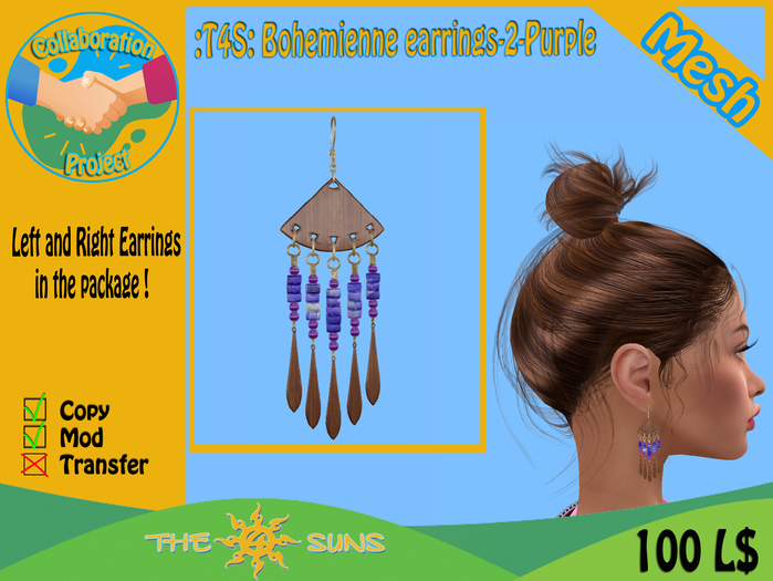:T4S: Bohemienne earrings-2-Purple