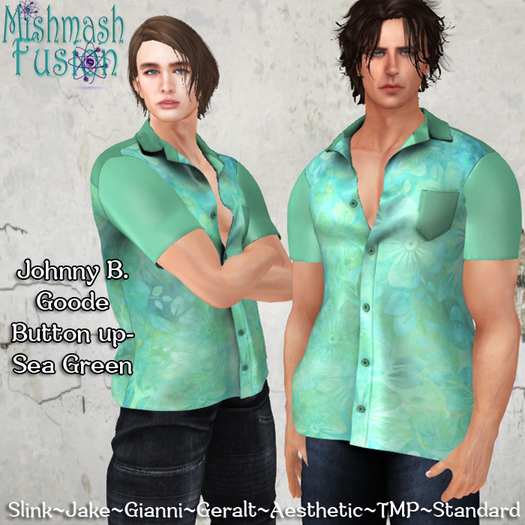 ~*MF*~ Johnny B. Goode Button Up - Sea Green (Add or Rez)