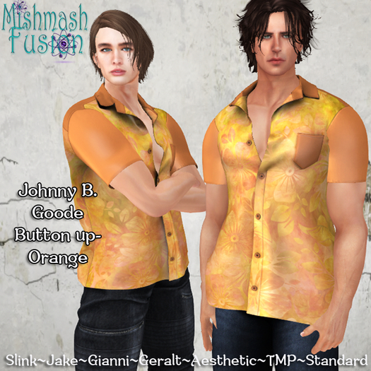 ~*MF*~ Johnny B. Goode Button Up - Orange (Add or Rez)
