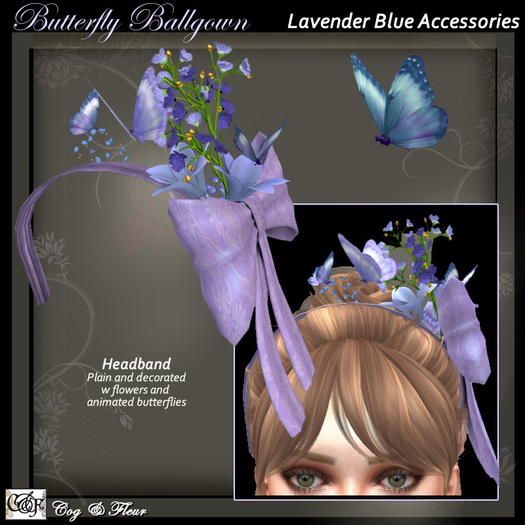 C&F 1890s Butterfly Separates: Animated LAVENDER Headband