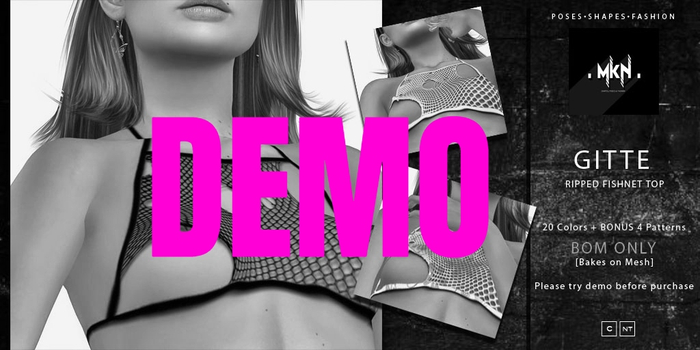 DEMO . MKN . Gitte Ripped Fishnet Top [BOM] (Add/Touch)