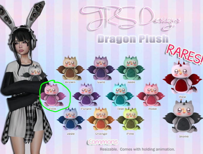 Dragon Plush Common Pink