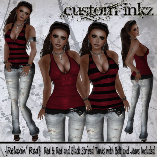CUSTOM iNKZ  Relaxin' - Red  (Jeans & Two Tops)