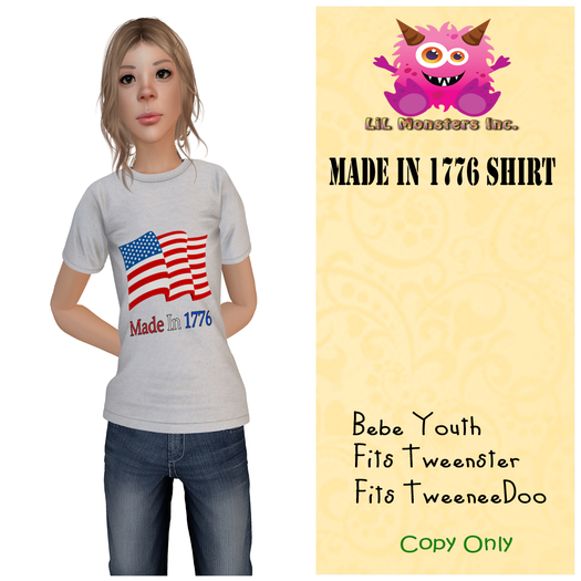 {~LMI~} Made In 1776 Shirt {Tw + Tween + Bebe Y } (Unpacker)