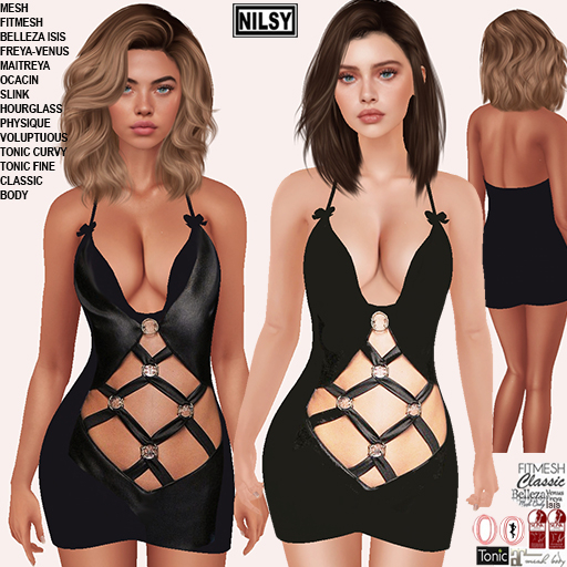 BUCKLED DRESS,2SKINS,CLASSIC&MESH BODY