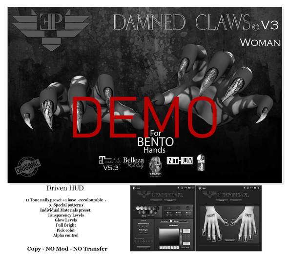 D*E*M*O L'Emporio::*Damned Claws*:: BENTO HANDS -TRIAL--