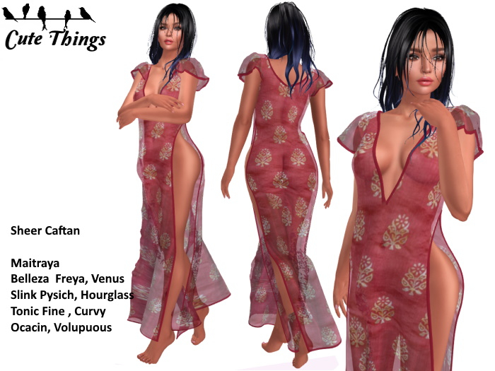 [CT] Cutout Sheer Caftan - RED - Maitreya - Slink - Belleza - Tonic - Ocacin - Volupuous DEMO