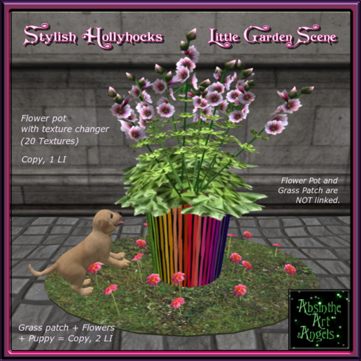 Stylish Hollyhocks - Little Garden Scene