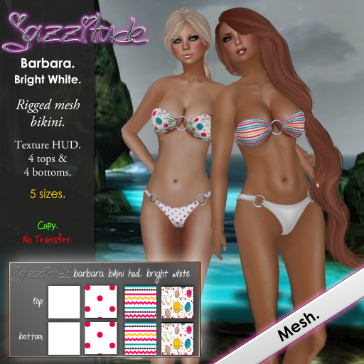 :jazzitude: Barbara Mesh Bikini: Bright White on Texture HUD