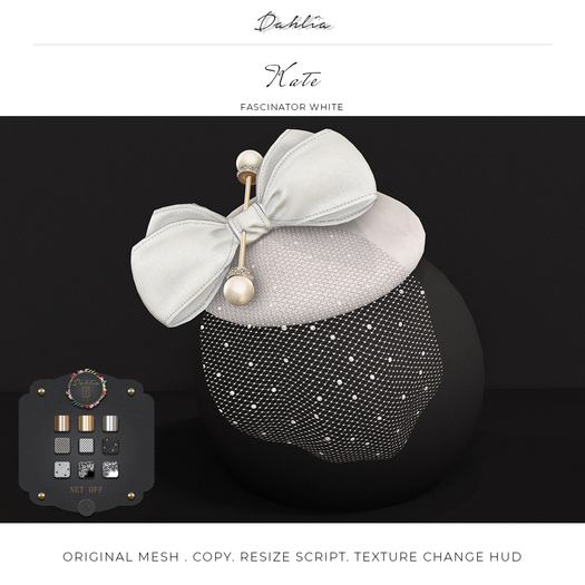 Dahlia - Kate - Fascinator - White 