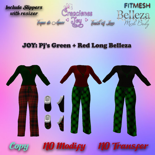 JOY: BELLEZA PJ'S LONG RED GREEN