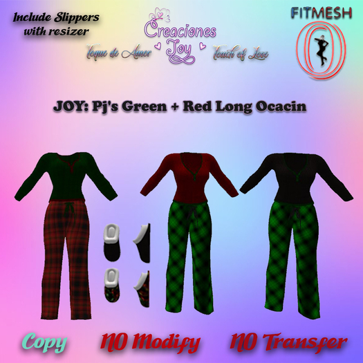 JOY: OCACIN PJ'S LONG RED GREEN