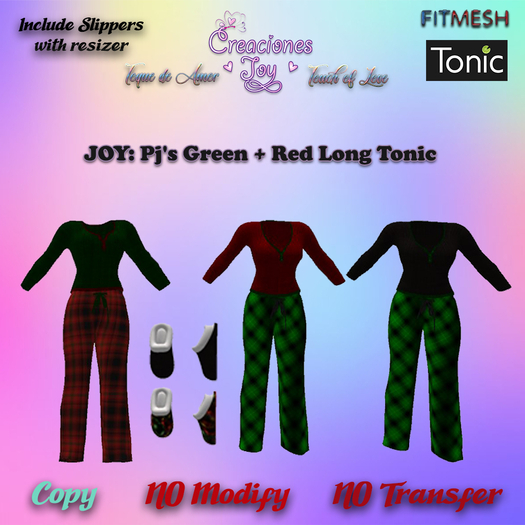 JOY: TONIC PJ'S LONG RED GREEN