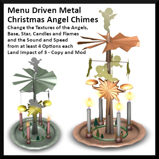 Menu Driven Metal Christmas Angel Chimes