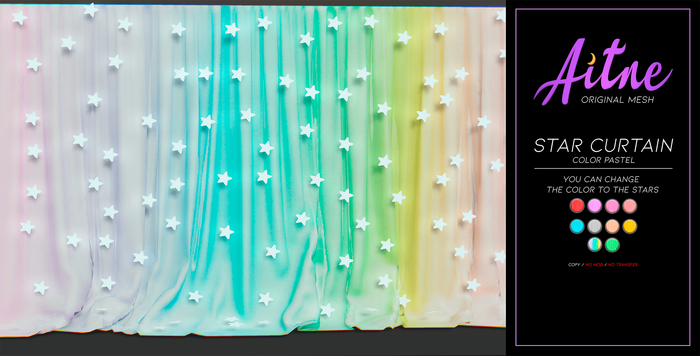 .Aitne. Star curtain - Color pastel