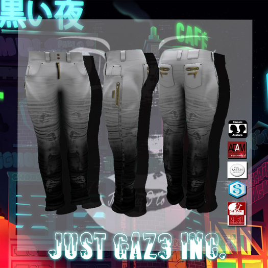 `*HVZ*` EE! RipZip Str8 Legz-Faded Whiteblacc JeanZ