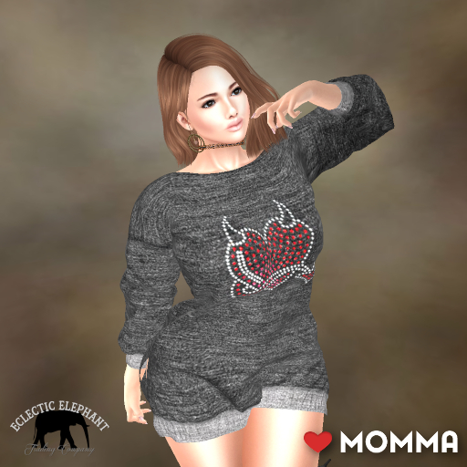 *SM* LOVEMOMMA Maternity Mesh Sweat Shirt Devil Heart Grey