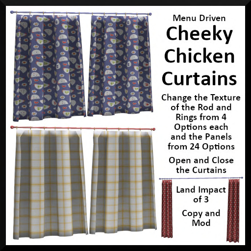 Menu Driven Cheeky Chicken Curtains